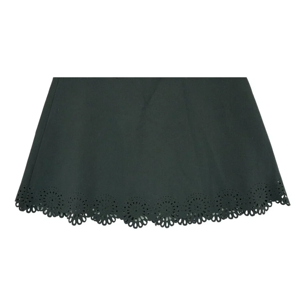 Loft Skirt Womens Size 0 Lined Black Scalloped Knee Length Back Zip‎ MSRP $80